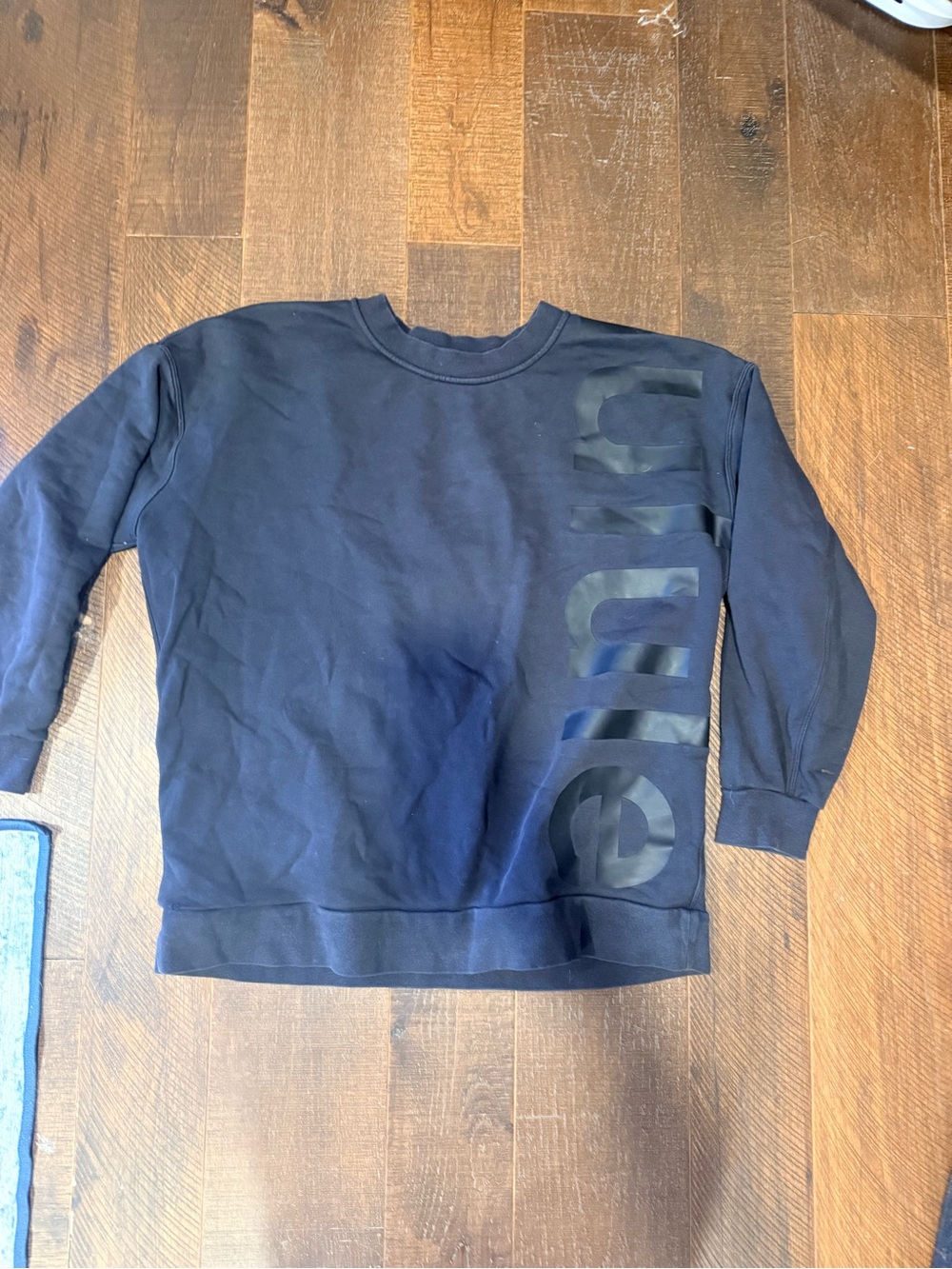 Lululemon Black Crewneck Sweatshirt with Vertical Logo